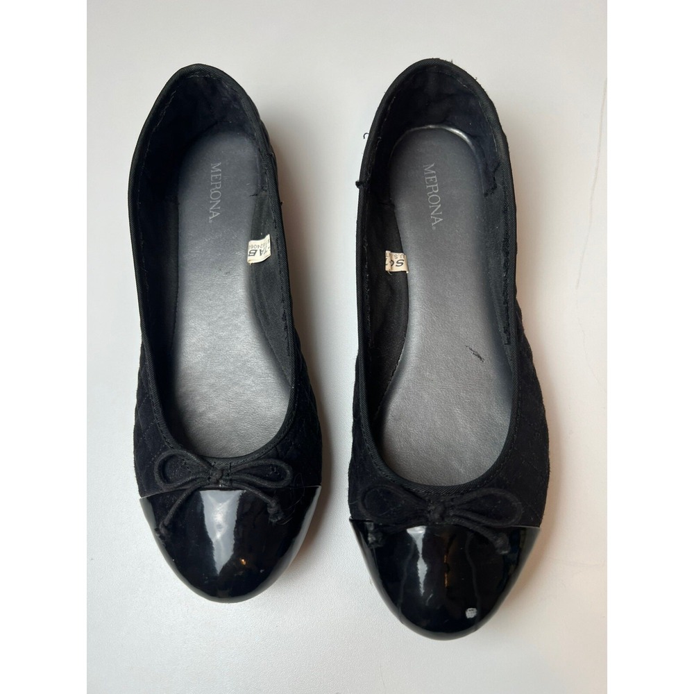 Merona Quilted Cap Toe Ballet Flats Size 9 Women's  Black Slip On
